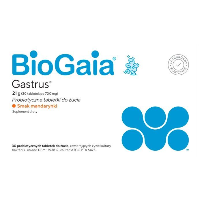 BioGaia Gastrus, tabletki do żucia o smaku mandarynkowym, 30 szt. main product photo