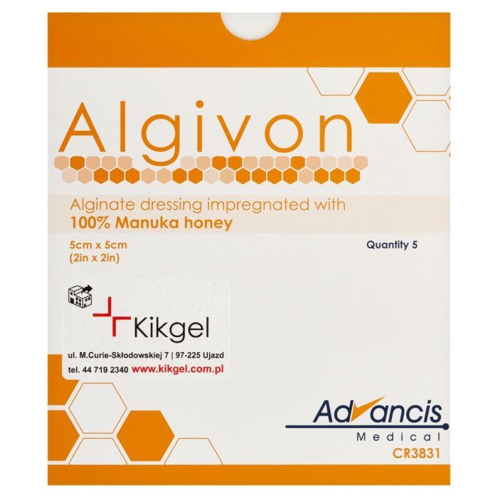Algivon,opatr,alginian,100%miod.Manuka, 5x5cm,5szt main product photo