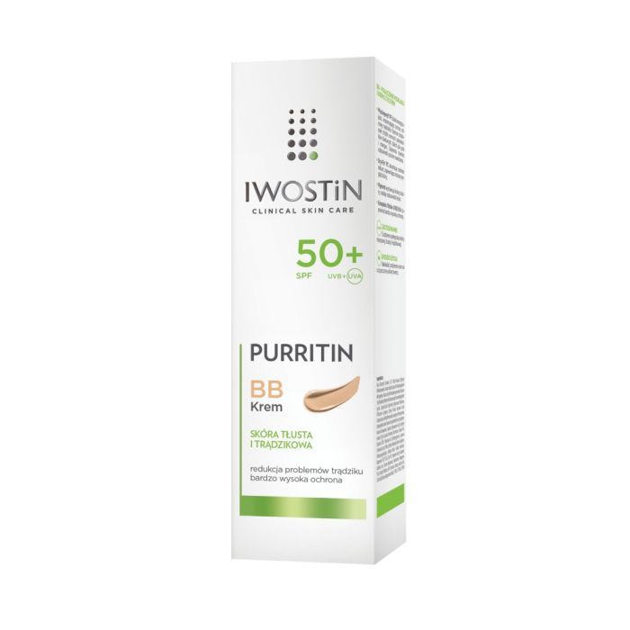 Iwostin Purritin, krem BB do skóry tłustej i trądzikowej SPF 50+, 30 ml