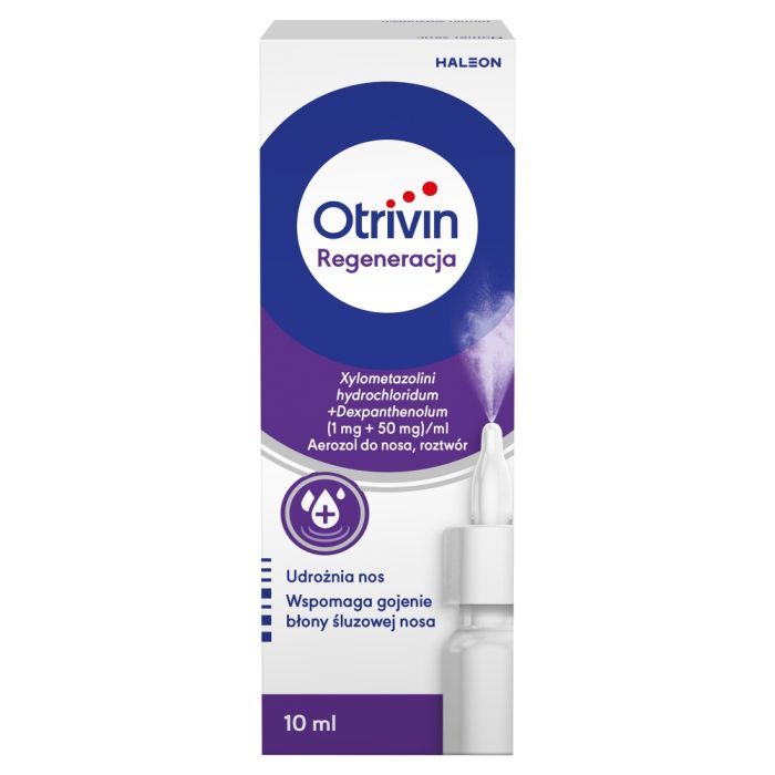 Otrivin Regeneracja, (1 mg+50 mg)/ml, aer.do nosa, 10 ml, main product photo