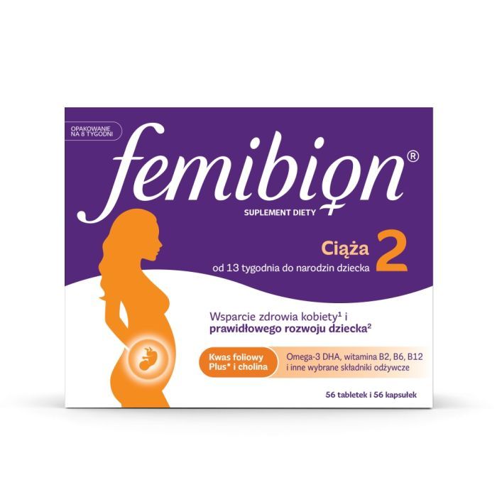 Femibion 2 Ciąża, tabletki powlekane + kapsułki miękkie, 56 szt. + 56 szt. main product photo