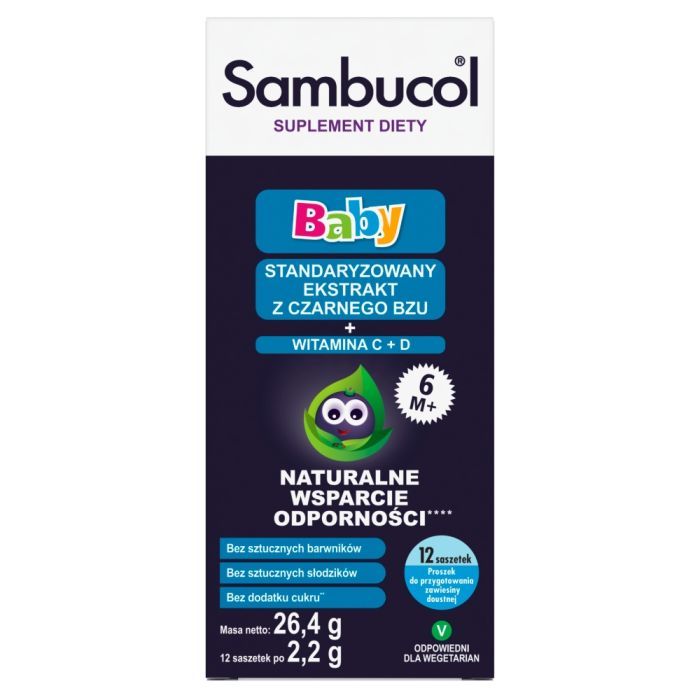 Sambucol Baby, proszek do przygotowania zawiesiny doustej, 2,2 g, saszetki, 12 szt. main product photo