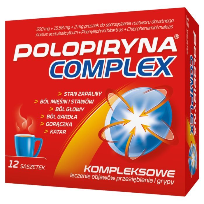 Polopiryna Complex, proszek w saszetkach do sporządzania roztworu doustnego, 12 szt. main product photo