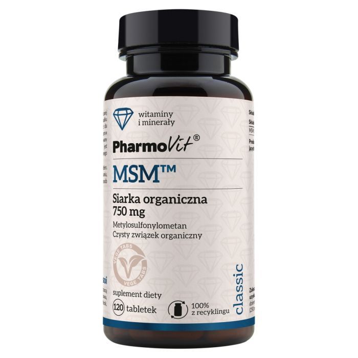 Pharmovit MSM Siarka organiczna, 750 mg, tabl.,120 szt