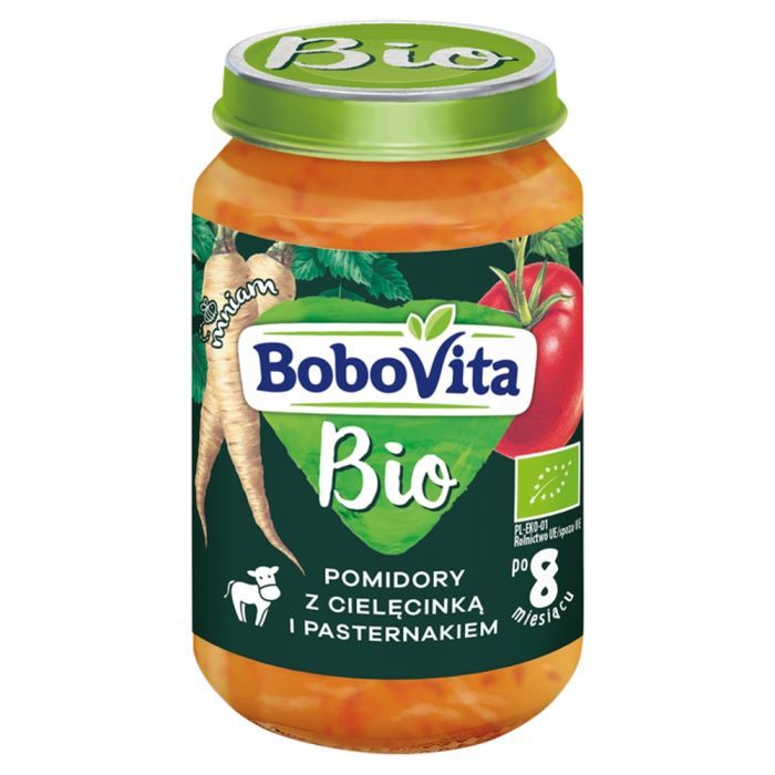 BoboVita Bio, cielęcinka z pomidorem i pasternakiem, 8 m+, 190 g main product photo