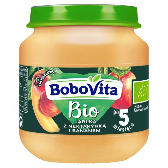 BoboVita Bio, jabłka z nektarynką i bananem, 5 m+, 125 g main product photo