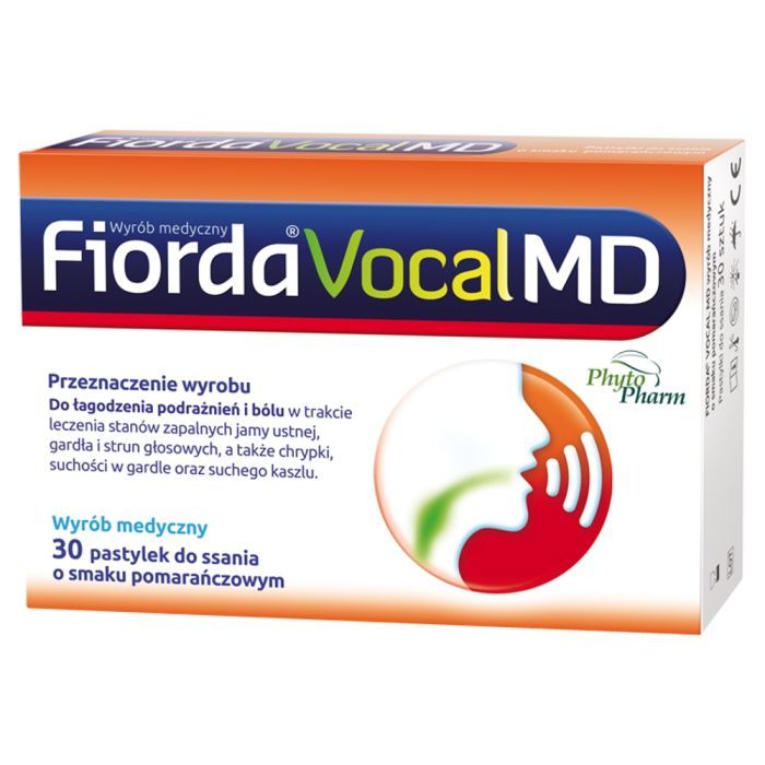 Fiorda Vocal MD, pastylki do ssania o smaku pomarańczowym, 30 szt. main product photo