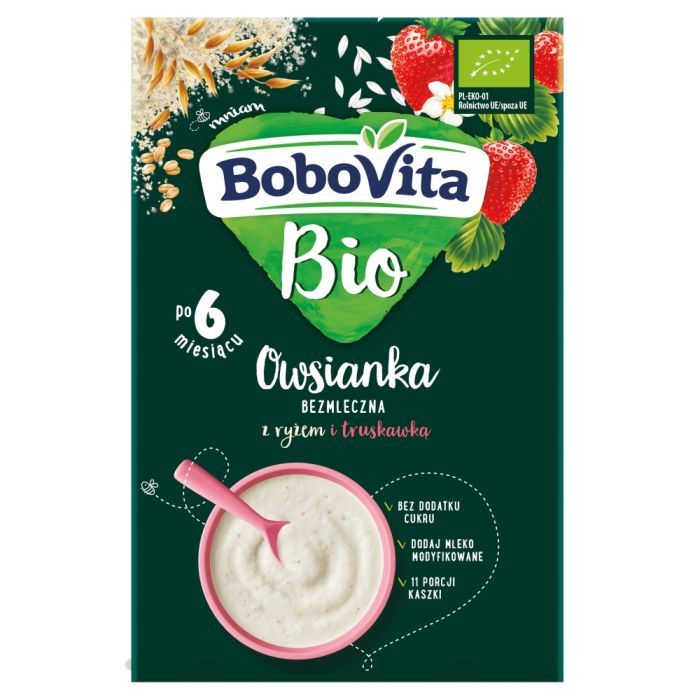 BoboVita Bio, owsianka bezmleczna,z ryzem,trusk,po6m-cu,200g main product photo