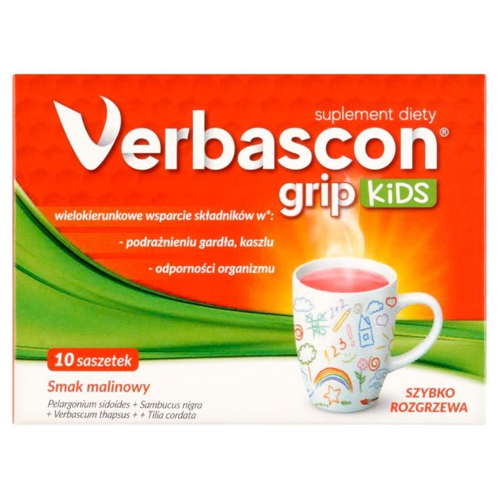 Verbascon Kids Grip, proszek do rozpuszczania, 10 saszetek