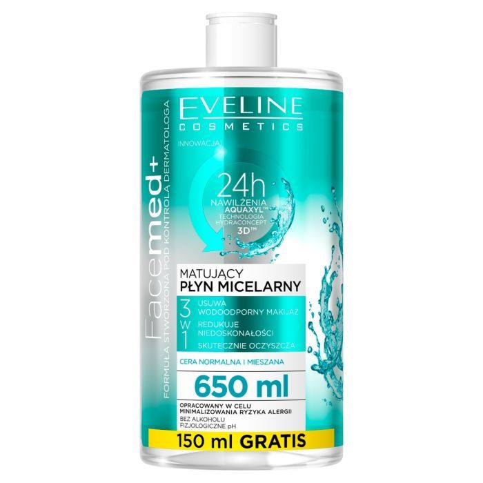 Eveline Facemed+, plyn, micelarny 3w1,matujacy, 650 ml main product photo
