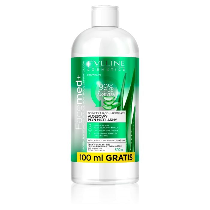 Eveline Facemed+, plyn, micelarny 3w1,aloesowy, 500 ml main product photo
