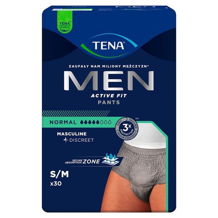 Tena Men Pants Normal, majtki chłonne, rozmiar S/M, grey, 30 szt. main product photo