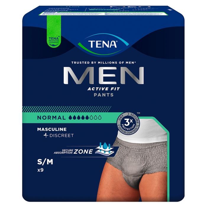 Tena Men Pants Normal OTC Edition, majtki chłonne, rozmiar S/M, grey, 9 szt. main product photo