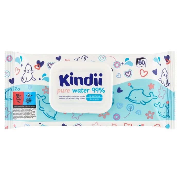 Kindii Pure Water 99%, nawilżane chusteczki, 60 szt. main product photo