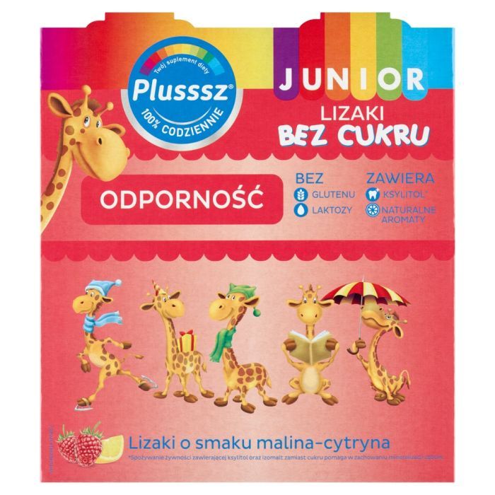 Plusssz Junior Odpornosc,lizaki, b/cukru, malin-cytr.,50szt main product photo