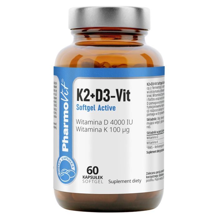 K2+D3-Vit Softgel Active Pharmovit, kaps.miekkie, 60 szt main product photo