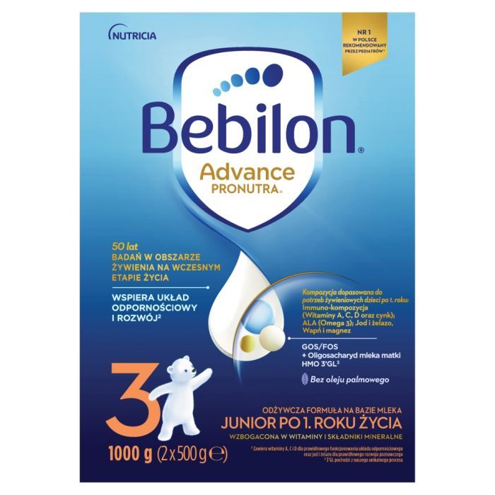 Bebilon 3 Advance Pronutra Junior, formuła na bazie mleka po1. roku życia, 1000 g main product photo