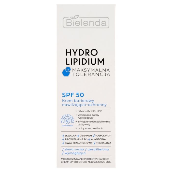 Bielenda Hydro Lipidium, Krem barierowy nawilżająco-ochronny SPF50, 30 ml main product photo