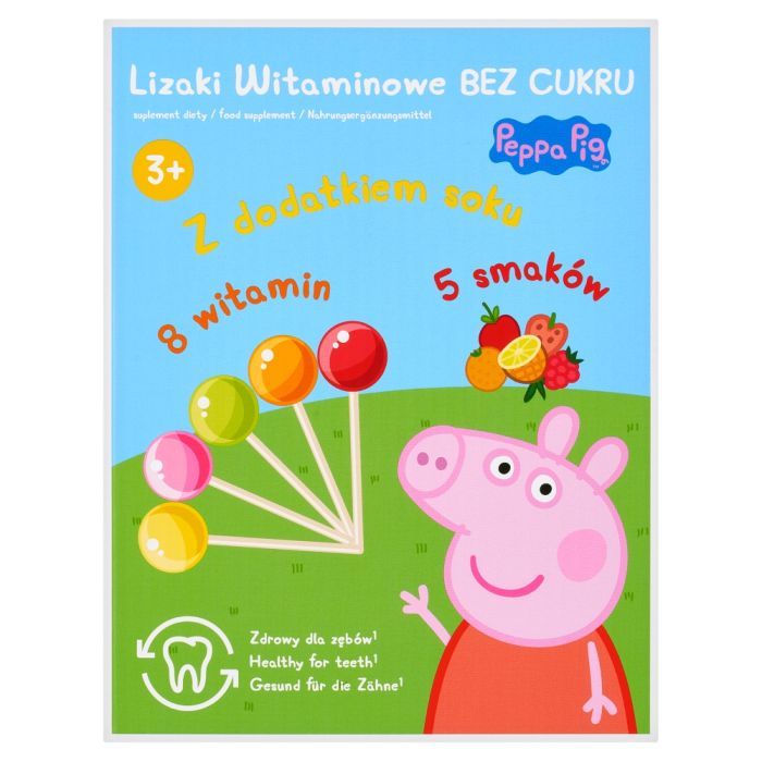 Lizaki witaminowe bez cukru, Pepa Pig, mix smakow, 50 szt main product photo