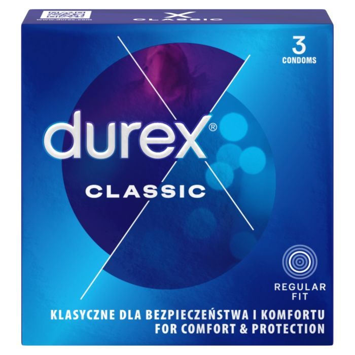 Durex Classic, prezerwatywy ze środkiem nawilżającym, 3 szt. main product photo
