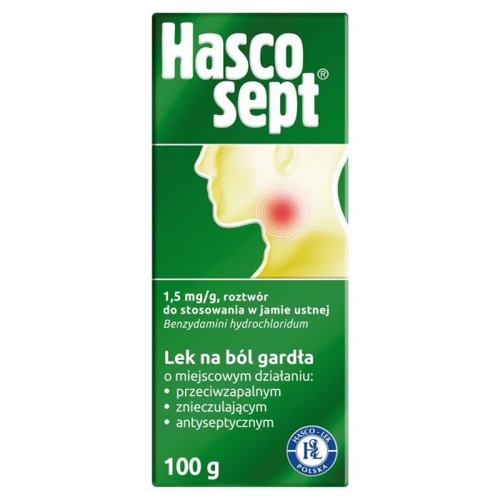 Hascosept, 1,5 mg/g, roztwór do stosowania w jamie ustnej, 100 g main product photo
