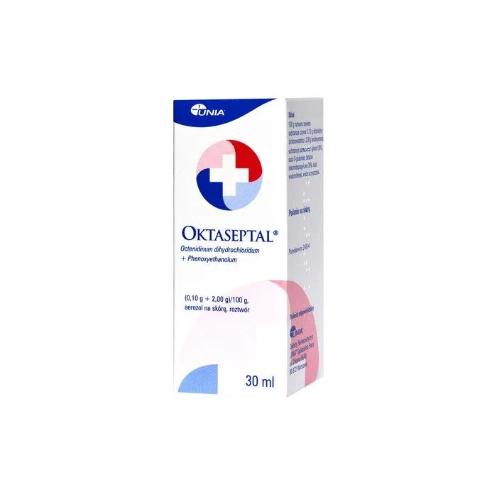 Oktaseptal, (0,10 g+2,00 g)/100 g, aerozol na skórę, 30 ml