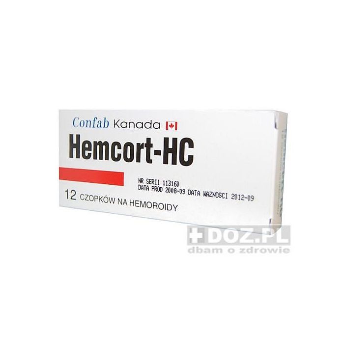 Hemcort-HC, czopki, 12 sztuk