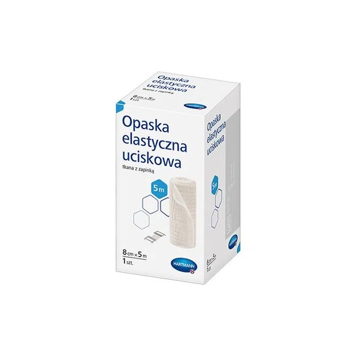 Opaska elastyczna uciskowa tkana z zapinką, 8 cm x 5 m, 1 szt.