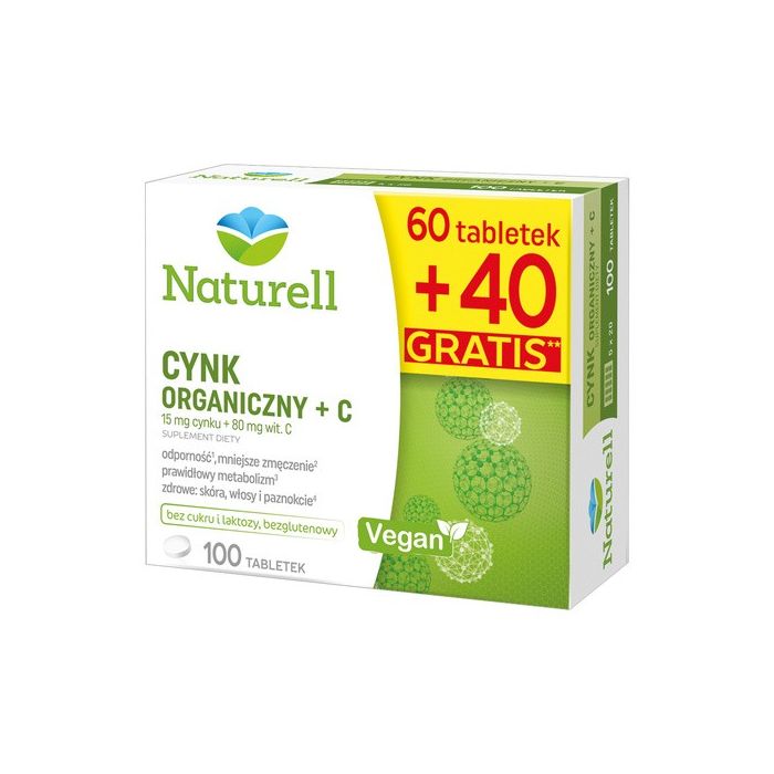 Naturell Cynk Organiczny + C, tabletki, 100 szt.