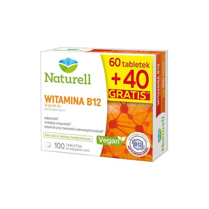 Naturell Witamina B12, tabletki do rozgryzania i żucia, 100 szt.