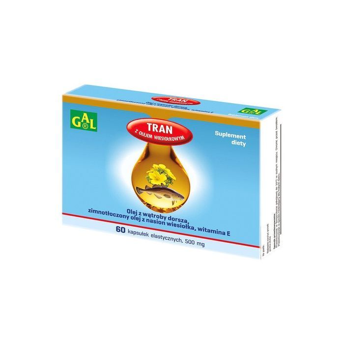 Tran z olejem wiesiołkowym, 500 mg, kapsułki, 60 szt.