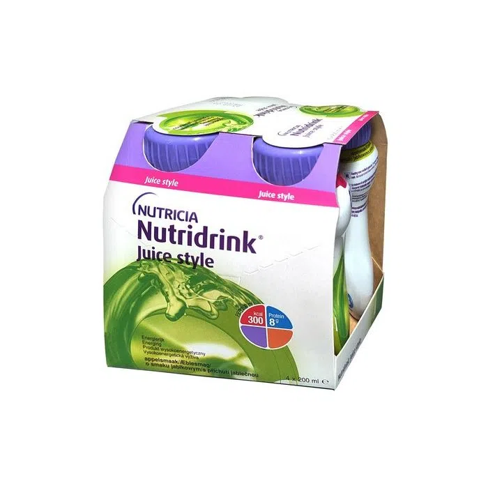 Nutridrink Juice Style, płyn o smaku jabłkowym, 4 x 200 ml
