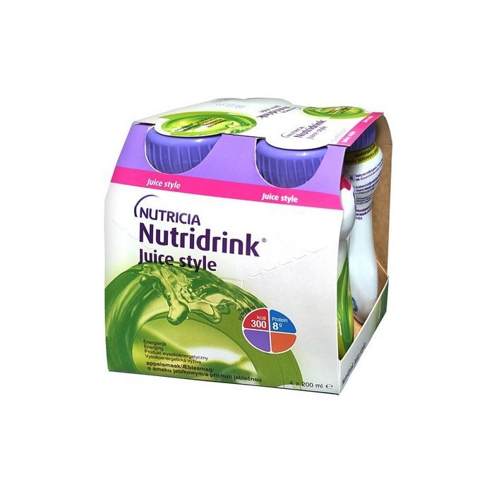 Nutridrink Juice Style, płyn o smaku jabłkowym, 4 x 200 ml main product photo