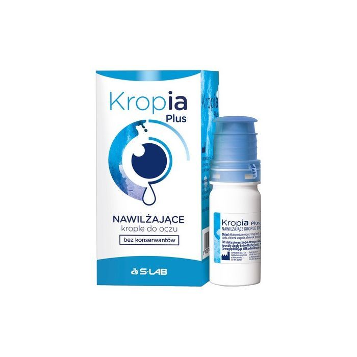 Kropia Plus, nawilżające krople do oczu, bez konserwantów, 10 ml