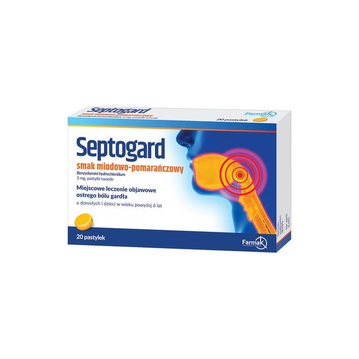 Septogard smak miodowo-pomarańczowy, 3mg,pastylki twarde, 20szt.