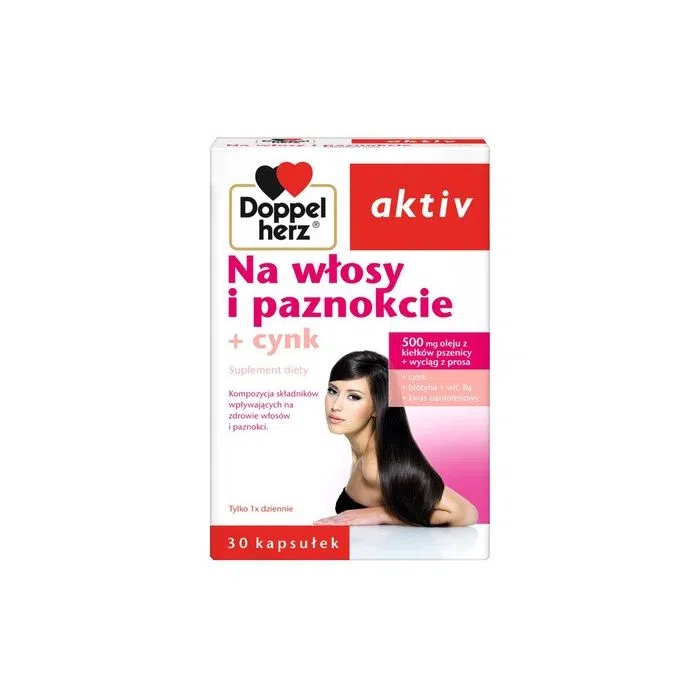Doppelherz aktiv Na włosy i paznokcie + cynk, kapsułki, 30 szt.