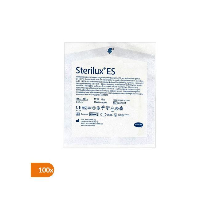 Sterilux ES, kompresy niejałowe, 17-nitkowe, 8 warstwowe, 10 cm x 10 cm,  100 szt.