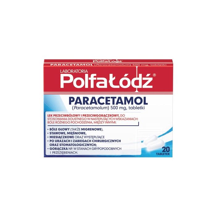 Paracetamol Polfa-Łódź, 500 mg, tabletki, 20 szt