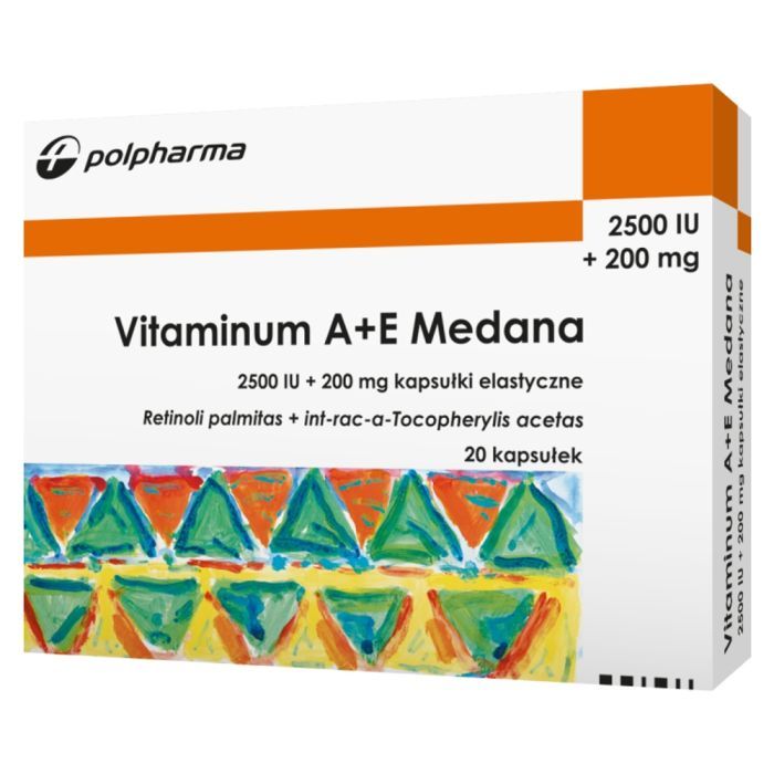 Vitaminum A+E Medana, 2500 j.m.A + 200 mg E, kapsułki, 20 szt. main product photo