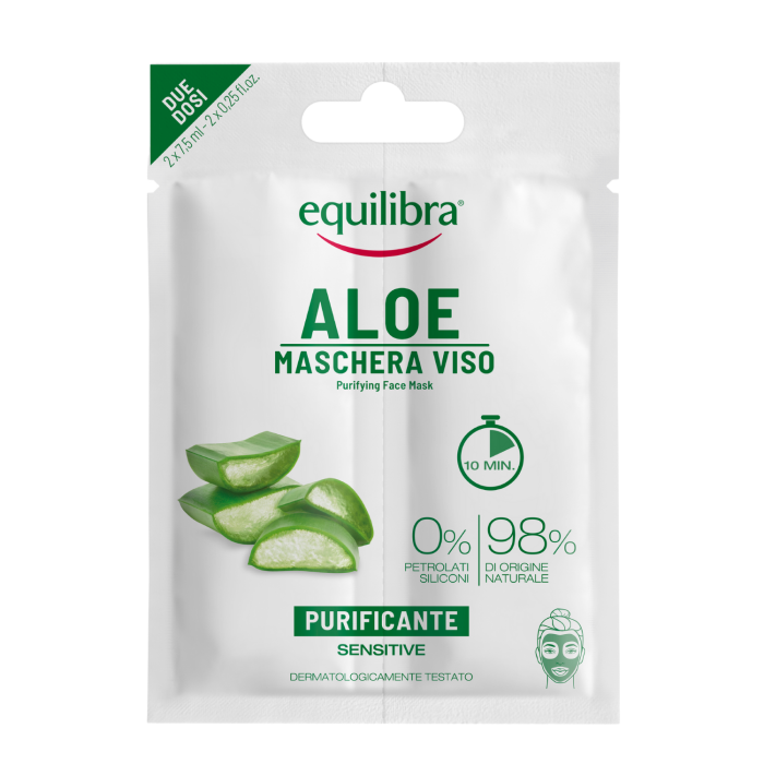 Equilibra Aloe, Aloesowa oczyszczająca maseczka do twarzy, 2 x 7,5 ml