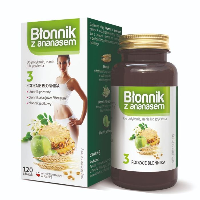 Błonnik z ananasem, tabletki do ssania, 120 szt. (Colfarm)