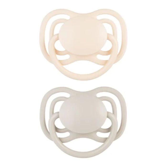 Canpol babies Smoczek silikonowy 6-18m symetryczny DENTAL AIR 2 szt. kremowy main product photo