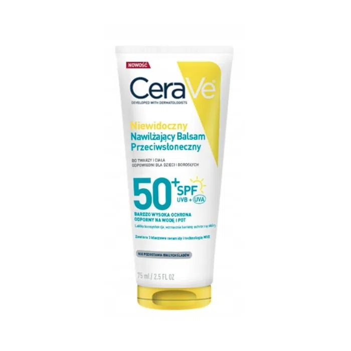 CeraVe, Niewidoczny balsam przeciwsłoneczny do twarzy i ciała SPF50+, 75ml