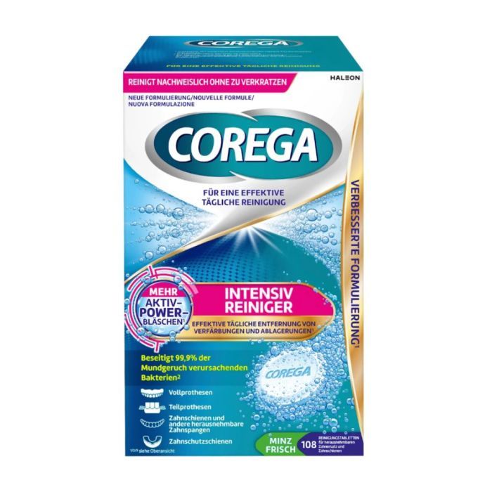 Corega Intensiv Rein. Tabletki do czyszczenia protez (d.rów)MiniMaxi, 108 szt.