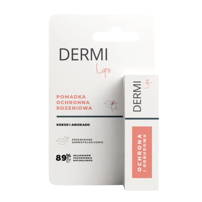 DERMI Lips pomadka ochronna rdzeniowa, kokos i awokado, 4,4g
