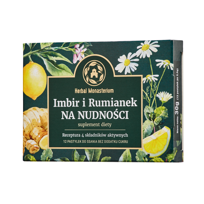 Imbir i Rumianek na nudnosci, pastyl.do ssania, 12szt