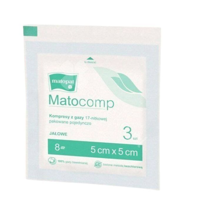 Kompr.gaz.jal.Matocomp,17nit, 5x5cm, 8w, 3 szt