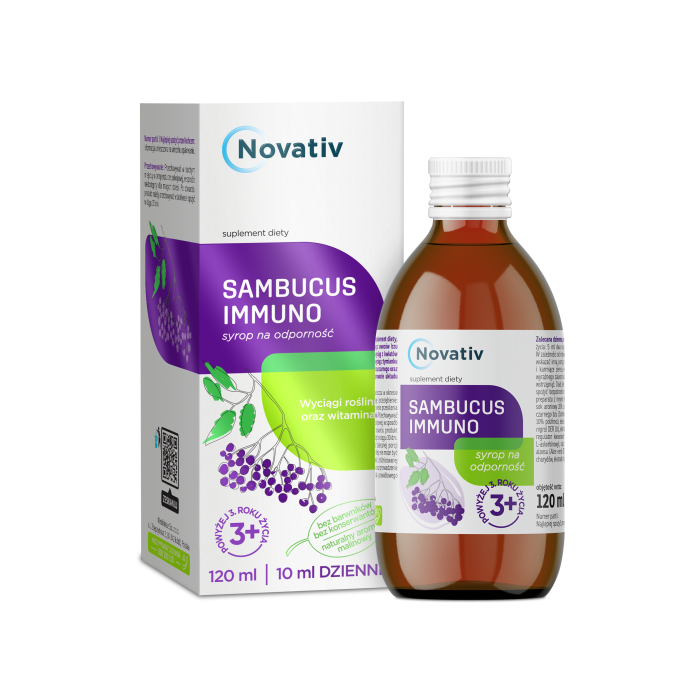 Novativ Sambucus immuno, syrop na odporność, 120 ml main product photo