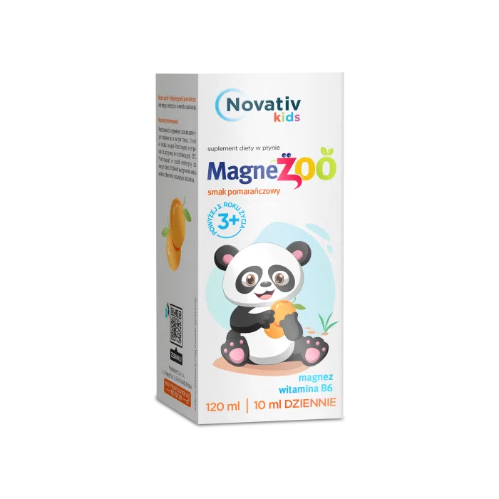 Novativ kids Magnezoo, płyn o smaku pomarańczowym, 120 ml