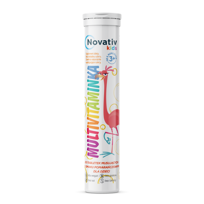 Novativ Kids Multivitaminka dla dzieci, tabletki musujące, 20 sztuk